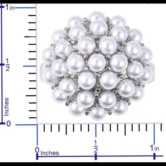 Simulated Pearl Ring in Stainless Steel - Picture 5 of 6